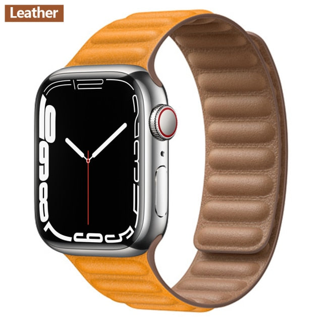 Leather Link Magnetic Loop Bracelet iWatch Series