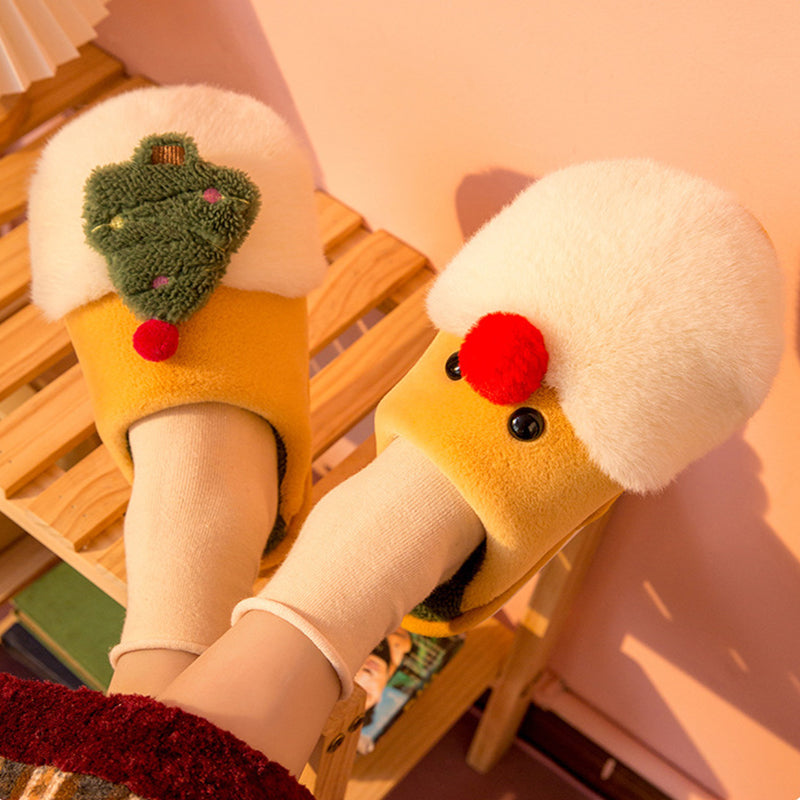 Winter Plush Christmas Slippers