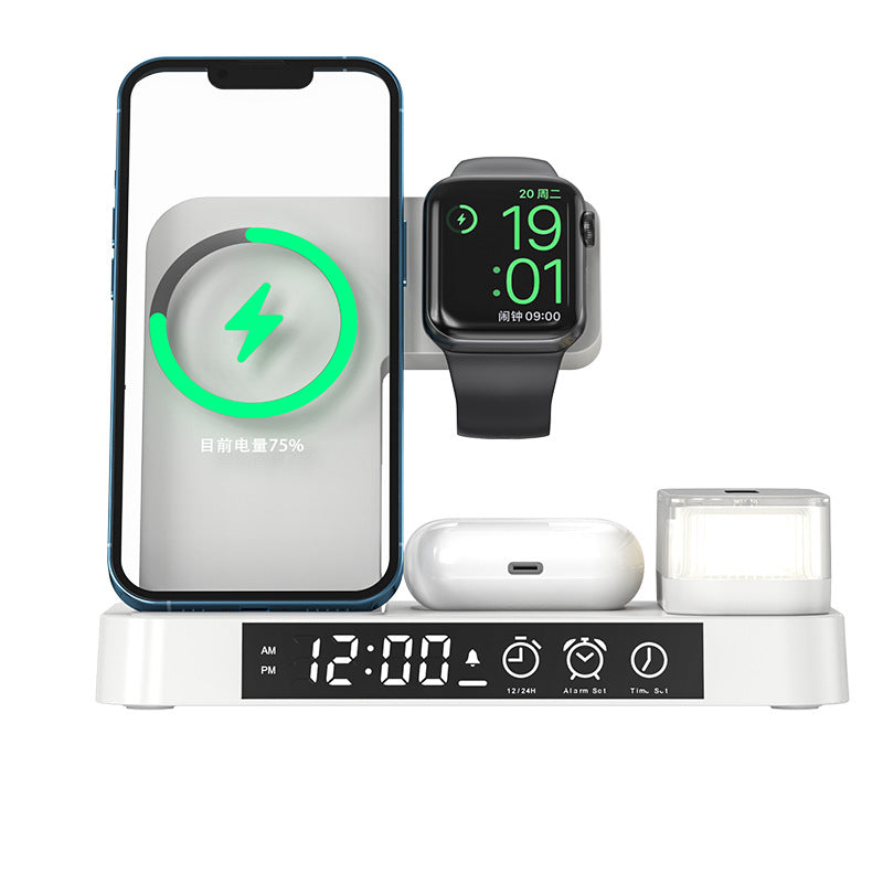 3 in 1 Wireless Charger Station with Alarm Clock - ZENSE DEAL